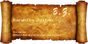 Barabits Zoltán névjegykártya
